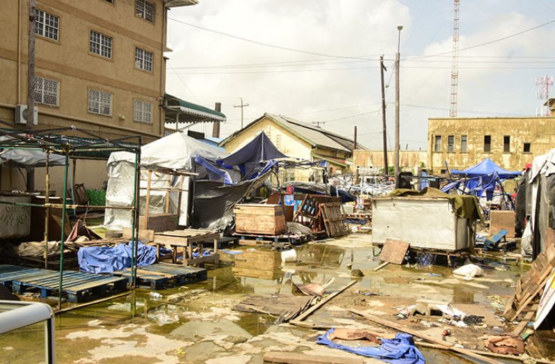 Stalls from a section of the Parliament View area packed away