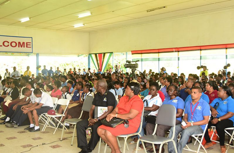 A section of the large gathering on Friday at St Joseph High School at the closing ceremony for the five-day STEAM fair.