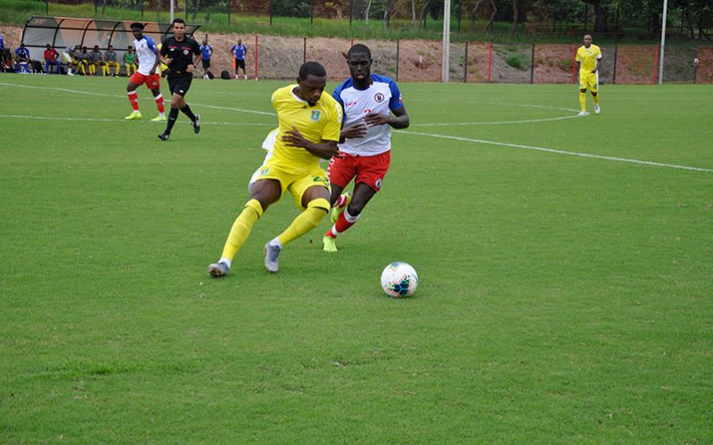 Guyana’s Anthony Jeffrey in action during the Golden Jaguars’ 1-3 defeat to Haiti in Costa Rica on June 11
