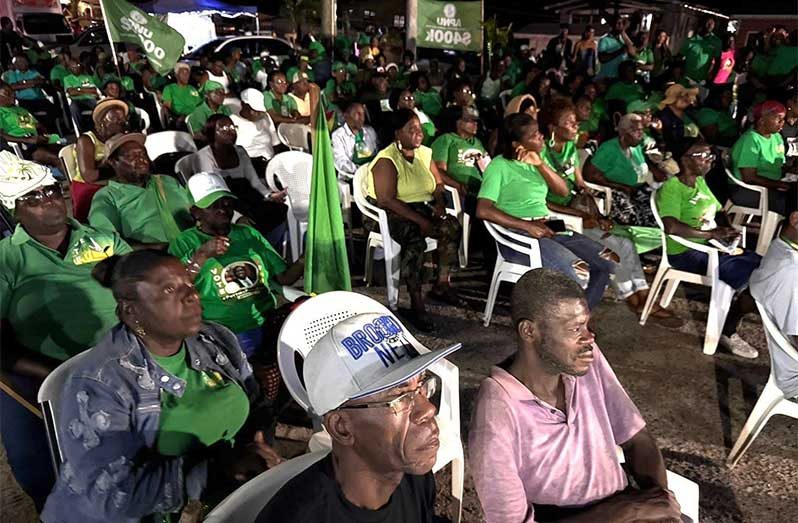 A section of the attendees at APNU’s public meeting in Plaisance on Sunday