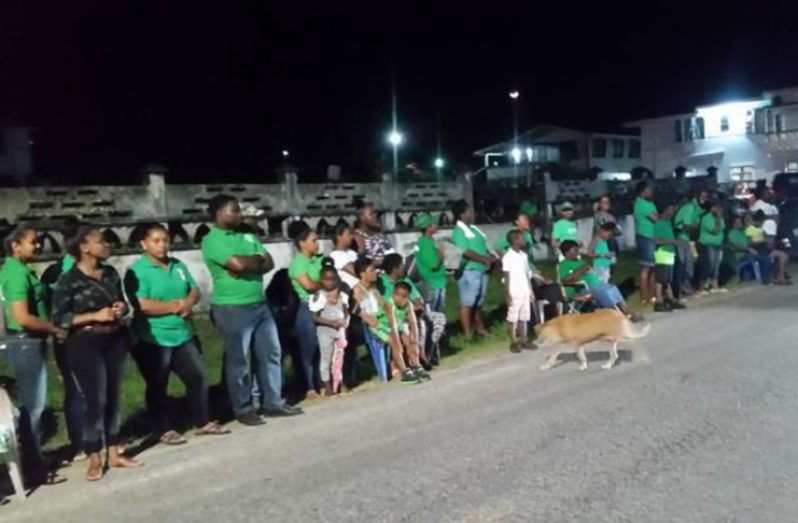 APNU supporters line the streets of the town on Sunday