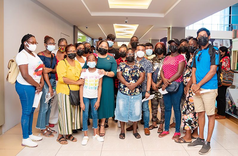 First Lady Arya Ali and a group from Region six which comprises members of the deaf association (Office of the First lady photo)