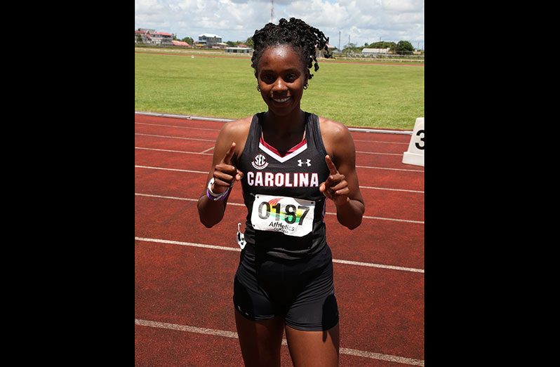 Aliyah Abrams after winning the National 400m title, over the weekend.