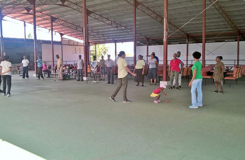 The elderly participating in a group exercise a few days ago