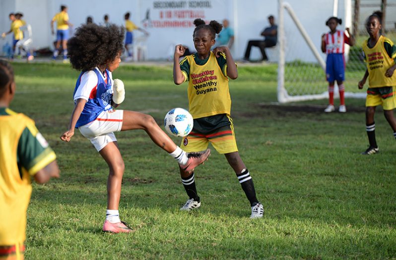 North Georgetown were winners on a tense day of action in the semi-final round of the Smalta Girls U-11 Football tournament (Delano Williams photo)