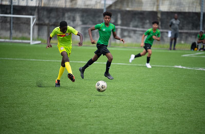 Some of the action in the Tiger Rentals Under-13 football tournament.