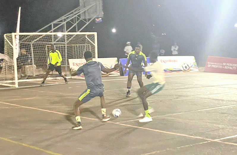 Action in the ExxonMobil/New Era Ent. futsal tournament