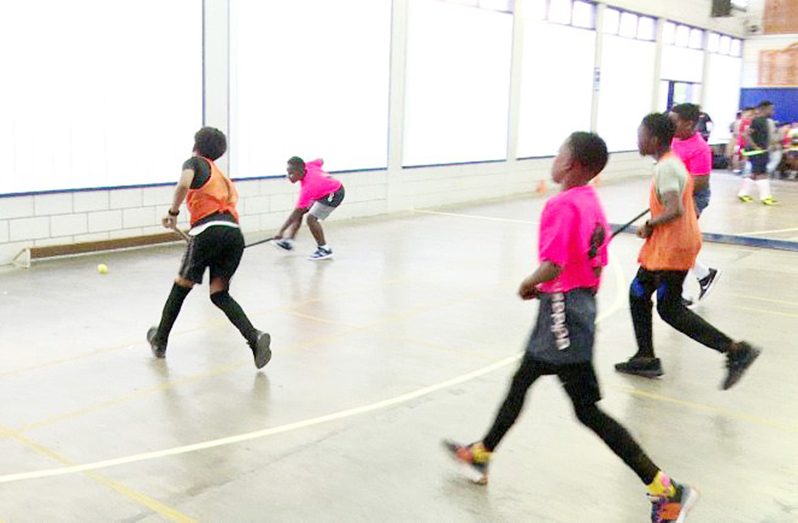 Action on Day One of the Kellogg's Under-14 Indoor Hockey League