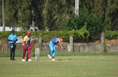 Part of the action on Saturday at Queen’s College Ground