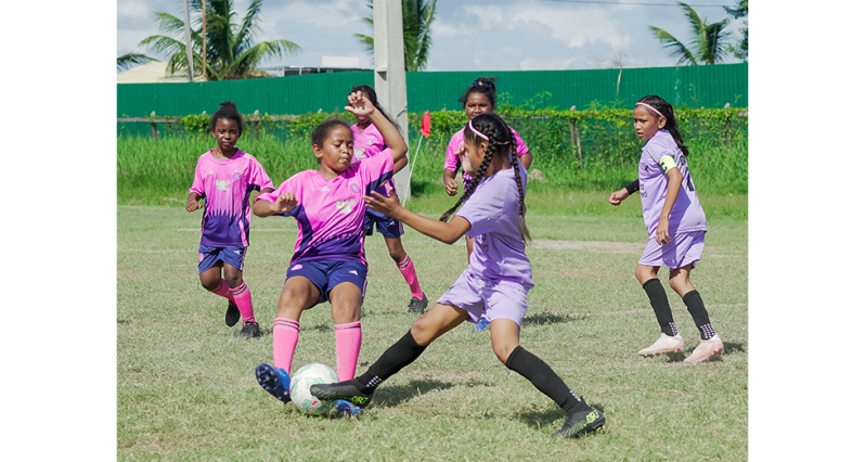 Action gets going in the quarter-final and semi-final of the MVP Sports Girls U-11 Pee Wee Football Tournament (Japhet Savory photo)