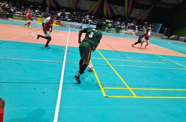 Action in the One Guyana National Futsal Championship