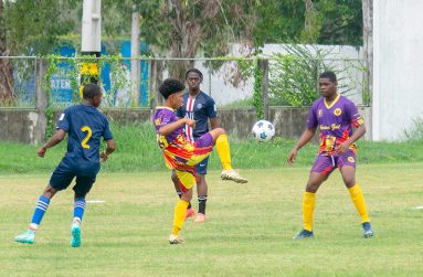 Round two of the Milo/Massy schools U-18 football championship is on this weekend at the Ministry of Education and Queen’s College grounds (Japheth Savory photo)