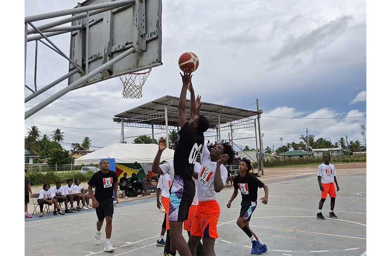YBG Linden schools regional basketball finals Kwakwani (black) playing Mackenzie (white)