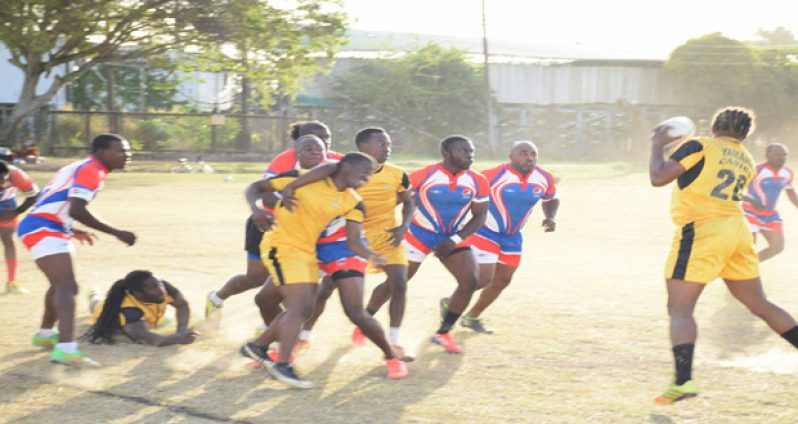 FLASHBACK! Part of the action between Pepsi Hornets and Yamaha Caribs on the opening day of the GRFU/GTT 15s League