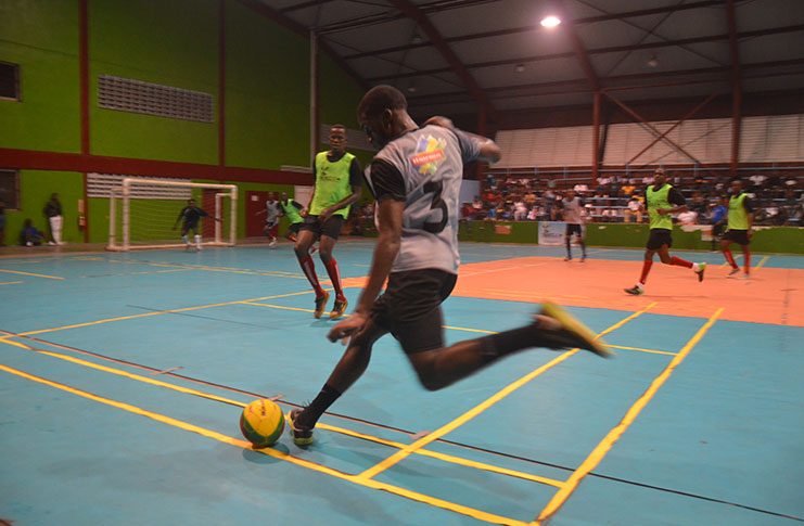 Sparta Boss (Grey) were winners against Mocha as action in the Corona Futsal continued on Saturday night