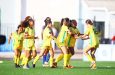 the Guyana Girls Under-15 National Team, also known as the Junior Lady Jaguars, in action against St. Vincent