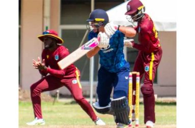 Part of the action in the third Youth ODI between West Indies and England