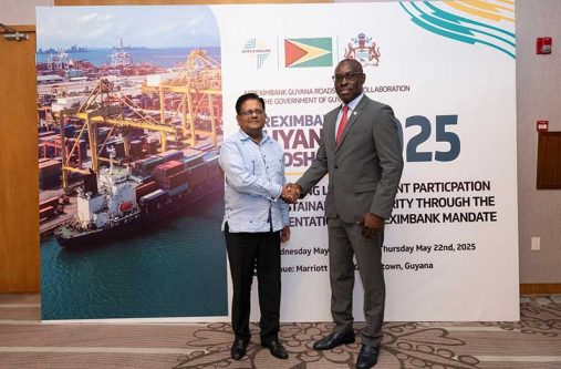 Senior Minister in the Office of the President with responsibility for Finance, Dr Ashni Singh and Afreximbank’s Regional Chief Operating Officer, Mr Okechukwu Ihejirika at the Afreximbank Guyana Roadshow, held in collaboration with the Government of Guyana at the Marriott Hotel