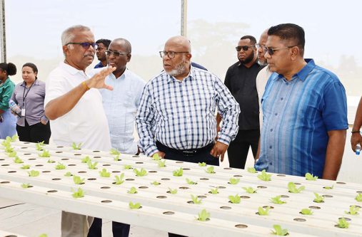 President of the United Nations (UN) General Assembly, Ambassador Dennis Francis, and Guyana’s Minister of Agriculture Zulfikar Mustapha during a visit to NAREI on Saturday (Ministry of Agriculture Photo)