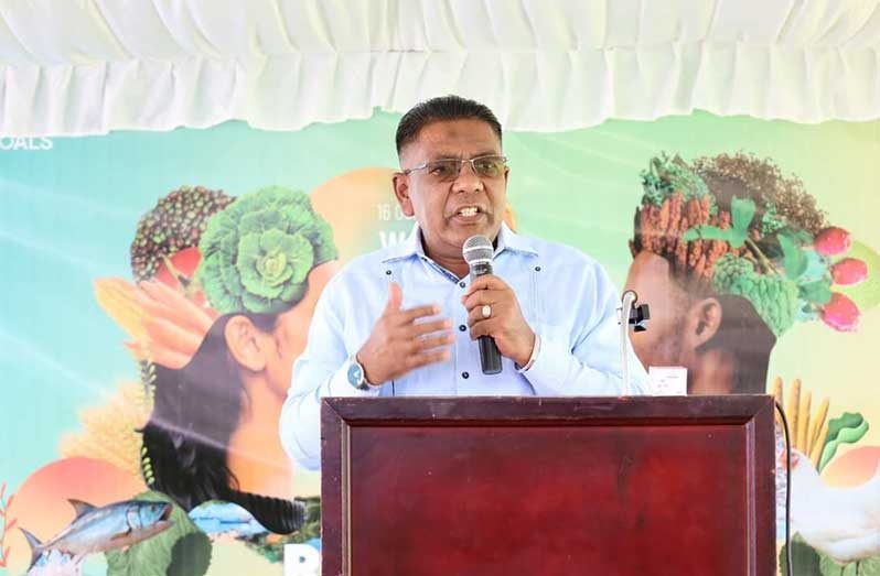 Agriculture Minister, Zulfikar Mustapha, during his presentation on World Food Day 2024 at Bourda Cricket Ground