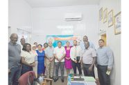 Agriculture Minister Zulfikar Mustapha (centre) alongside staff of the Guyana School of Agriculture (GSA) during a meeting held as part of his ongoing engagements with key institutions under the Ministry of Agriculture