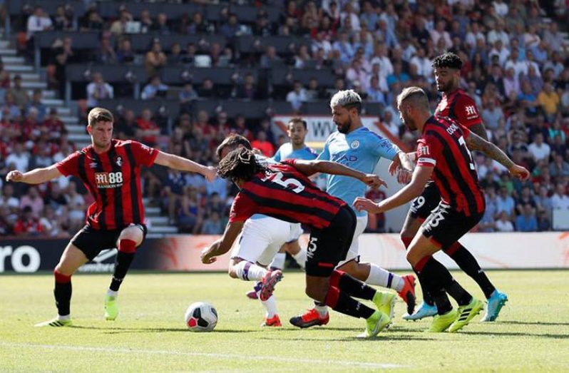 Manchester City's Sergio Aguero scores their third goal Action Images via Reuters/Matthew Childs
