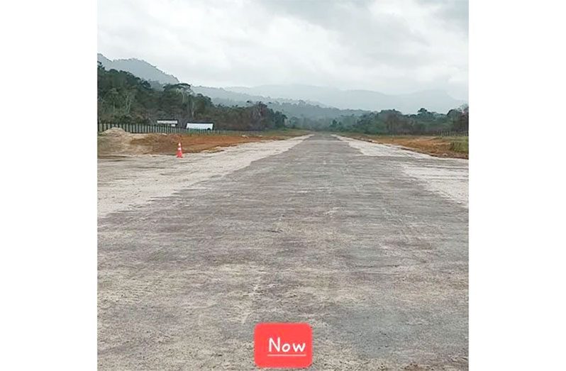 A photo of the airstrip when it was being upgraded in April