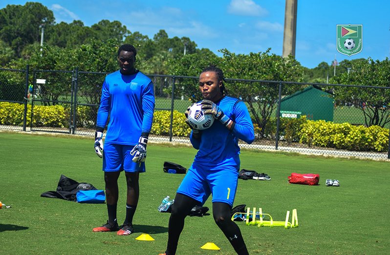 Guyana's number one goalie, Akel Clarke, during training