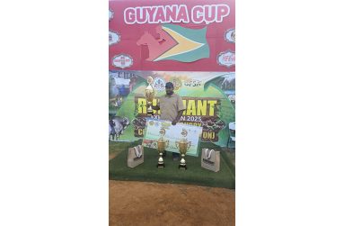 Alameen Hussain with his trophy, pictured with others at the Small Ruminant Show