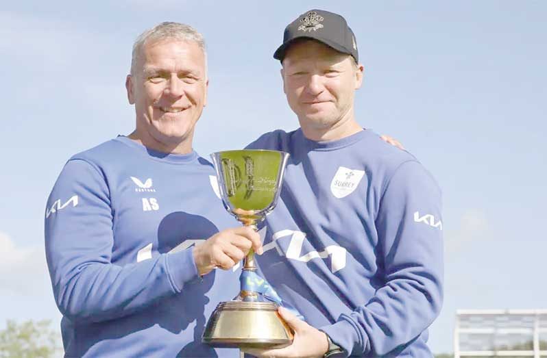 Alec Stewart and Gareth Batty have guided Surrey to three consecutive County Championship titles