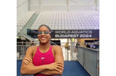 Aleka Persaud at the 2024 World Aquatics Swimming Championships in Budapest, Hungary