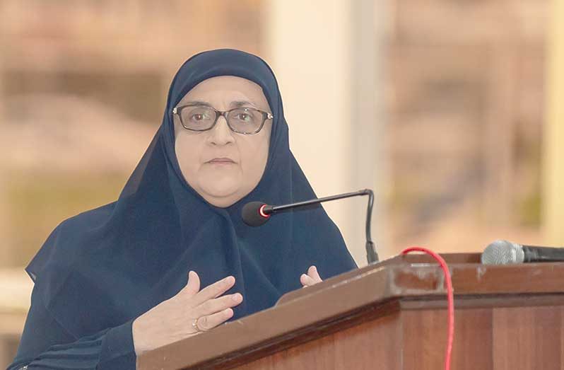 Director of Public Prosecutions (DPP), Shalimar Ali-Hack, speaking at the recent launch of a training programme aimed at developing the skills of Guyana’s prosecutors and investigators (Delano Williams photo)