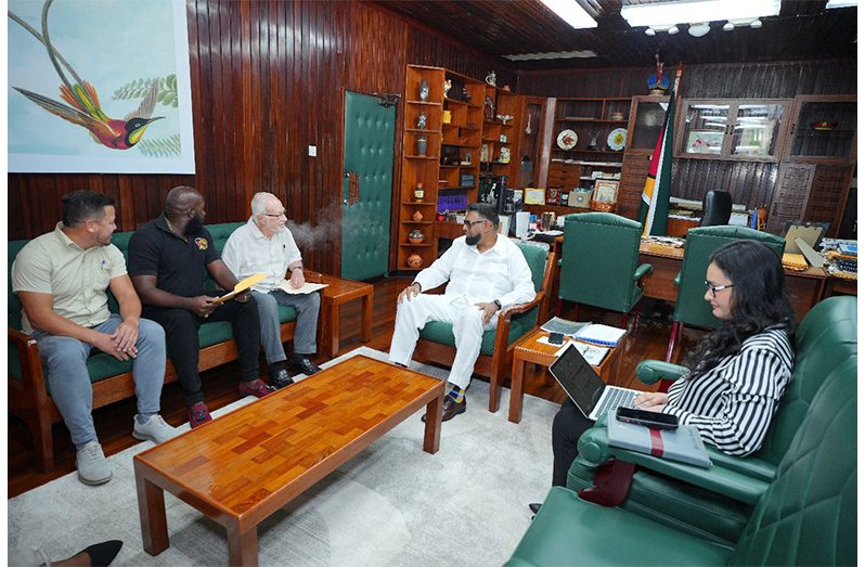 President Irfaan Ali in discussion with Nascimento, Dey and Gonsalves