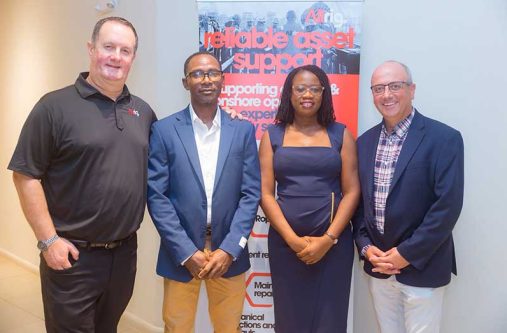 Directors of Allrig Guyana Inc,. Abbigale Loncke, Omar Petty and Euan Kennedy, along with Operations Director Barry Newman