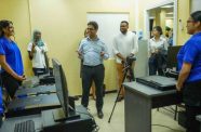 Minister Ally interacting with staff at the Bartica Service Centre in Region Seven
