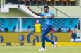 Alzarri Joseph of Saint Lucia Kings celebrates a wicket during the Men’s 2024 Caribbean Premier League match between Saint Lucia Kings and Barbados Royals at Guyana National Stadium