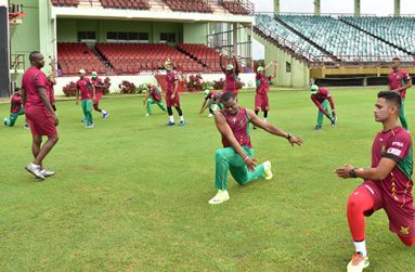 The Guyana Amazon Warriors commenced a one-week training camp yesterday at the Guyana National Stadium, Providence. (Adrian Narine photo)