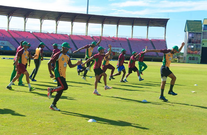 Flashback! The Guyana Amazon Warriors during their first day of the one-week training camp on July 26. Their title begins today when they play the St Kitts and Nevis Patriots.