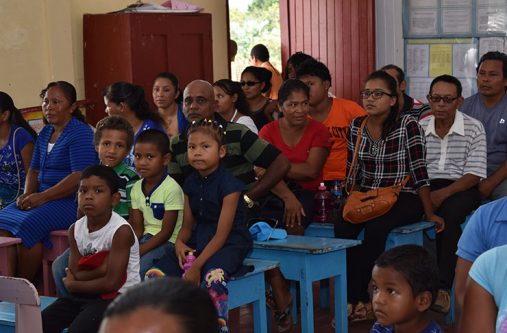 Part of the gathering at Sunday’s meeting between Bethany residents and the minister