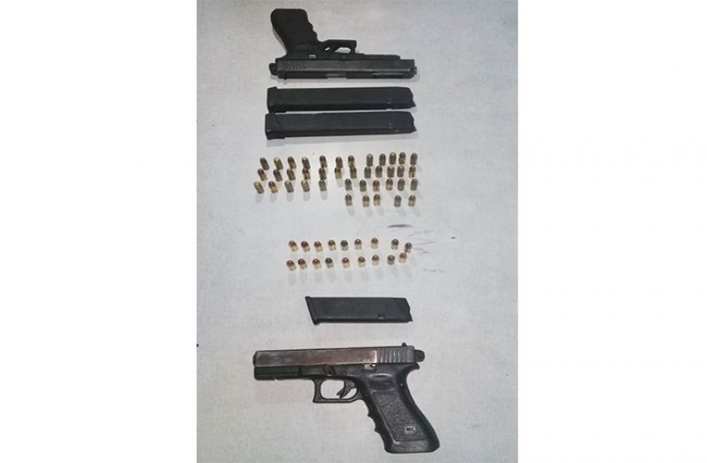 Guns and ammunition which the police seized during the exercises.