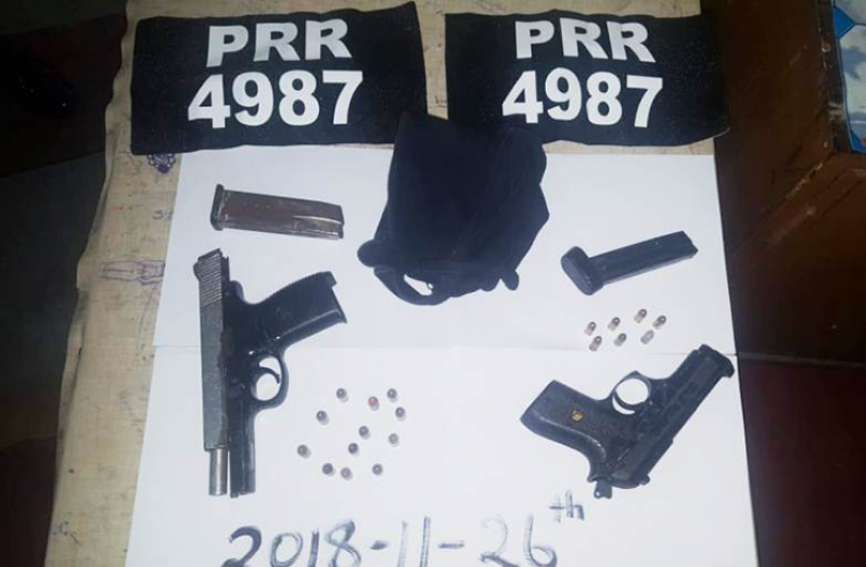 The guns and ‘ammo’ and "paste on" car tags the suspects had in their possession