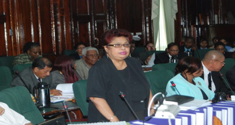 APNU Member of Parliament and Chief Whip, Amna Ally, during her remarks last Thursday
