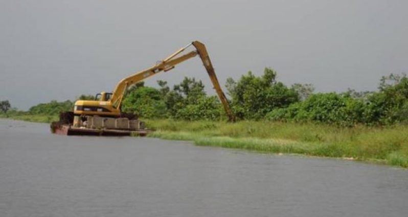 An-excavator-at-work-on-the-East-Demerara-Water-Conservancy