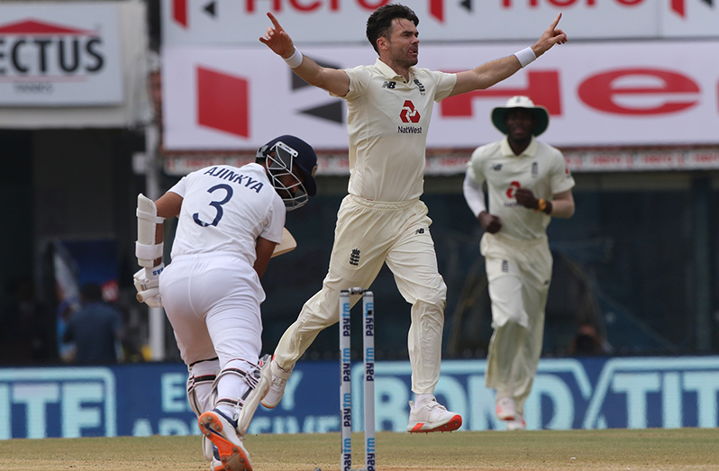 James Anderson's first over was a double-wicket maiden and a spell of 5-3-6-3 in the morning session. (BCCI photo)