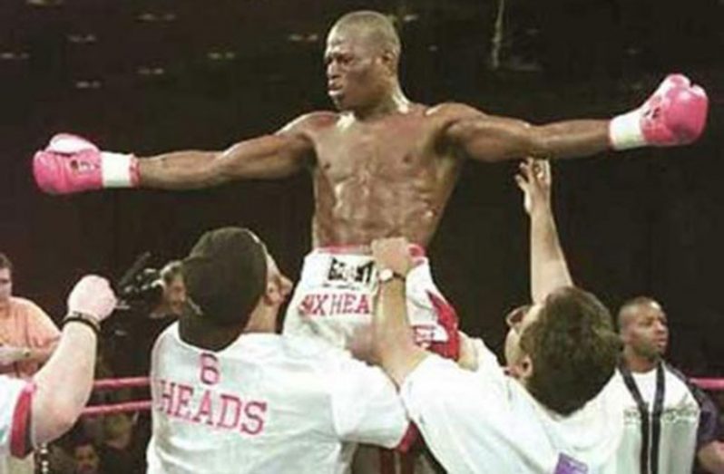Andrew "Six Heads" Lewis after winning the WBA World Welterweight Title by defeating James Page.