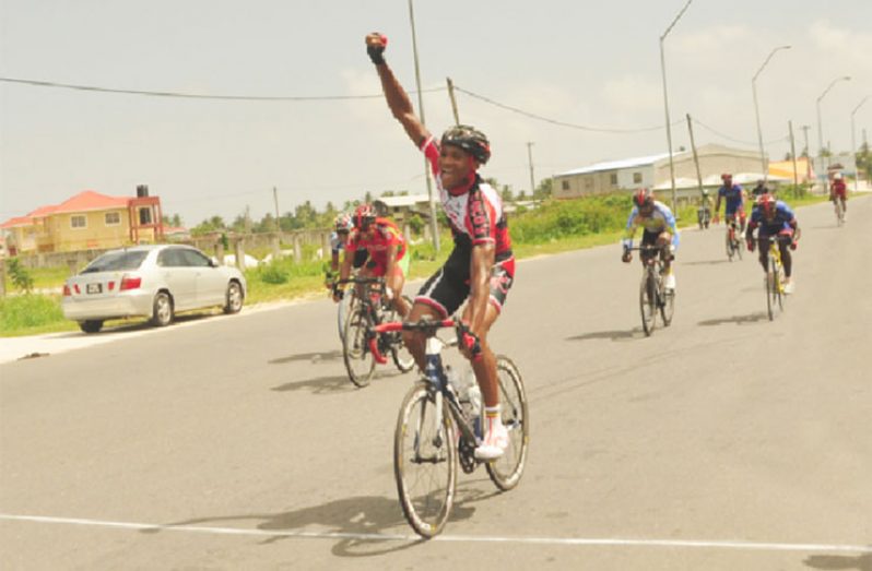 Michael Anthony continued his rich vein of form by winning the first leg of the Forbes Burnham Memorial Three-Stage Cycle Road Race in Berbice on Sunday.
