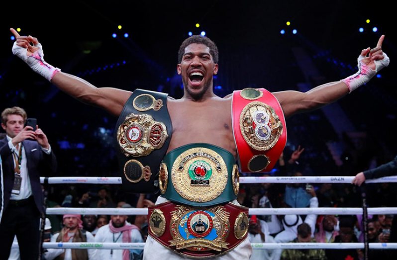 Anthony Joshua celebrates winning his match against Andy Ruiz Jr. (Action Images via Reuters/Andrew Couldridge)