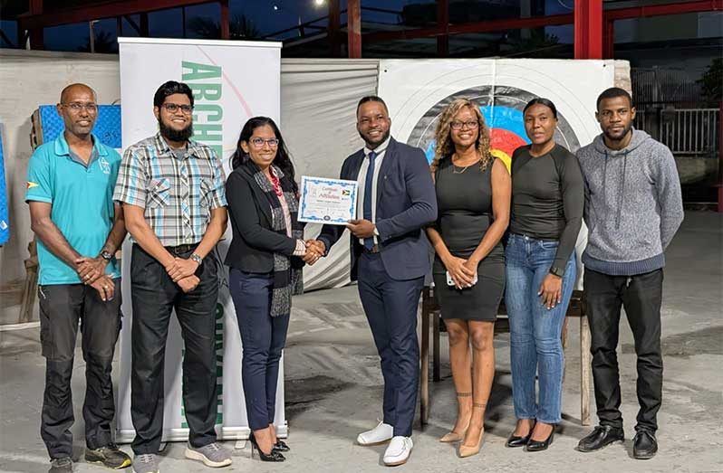(left to right): Saeed Karim; Federation President, Vidushi Persaud-McKinnon; Club President, Courtlee Rodrigues; Club General Secretary, Milessa Rodrigues; Club Assistant Secretary, Olivia Welcome; Club Public Relations Officer, Theon Gibson