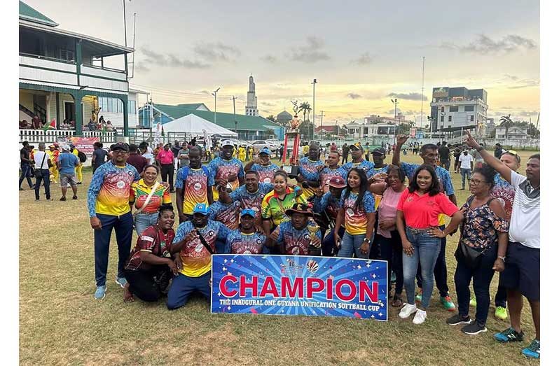 The victorious Ariel Masters players pose with their winnings