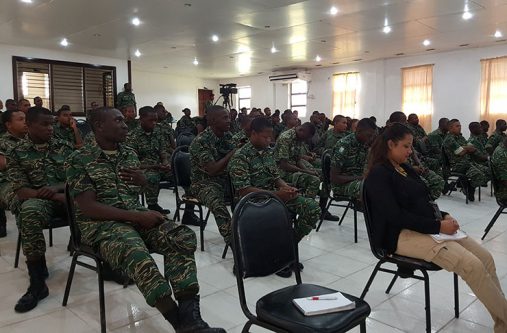 Army-meeting Soldiers at the meeting with Minister within the Ministry of Communities, Valarie Adams-Patterson, at Base Camp Stephenson on Wednesday